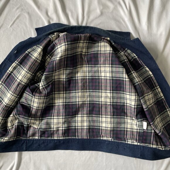 Vintage Tanner Country Denim Jacket Medium With Plaid Lining & Button Front - Picture 5 of 12